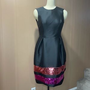 Sachin & Babi Black Sequin-Striped Cocktail Dress